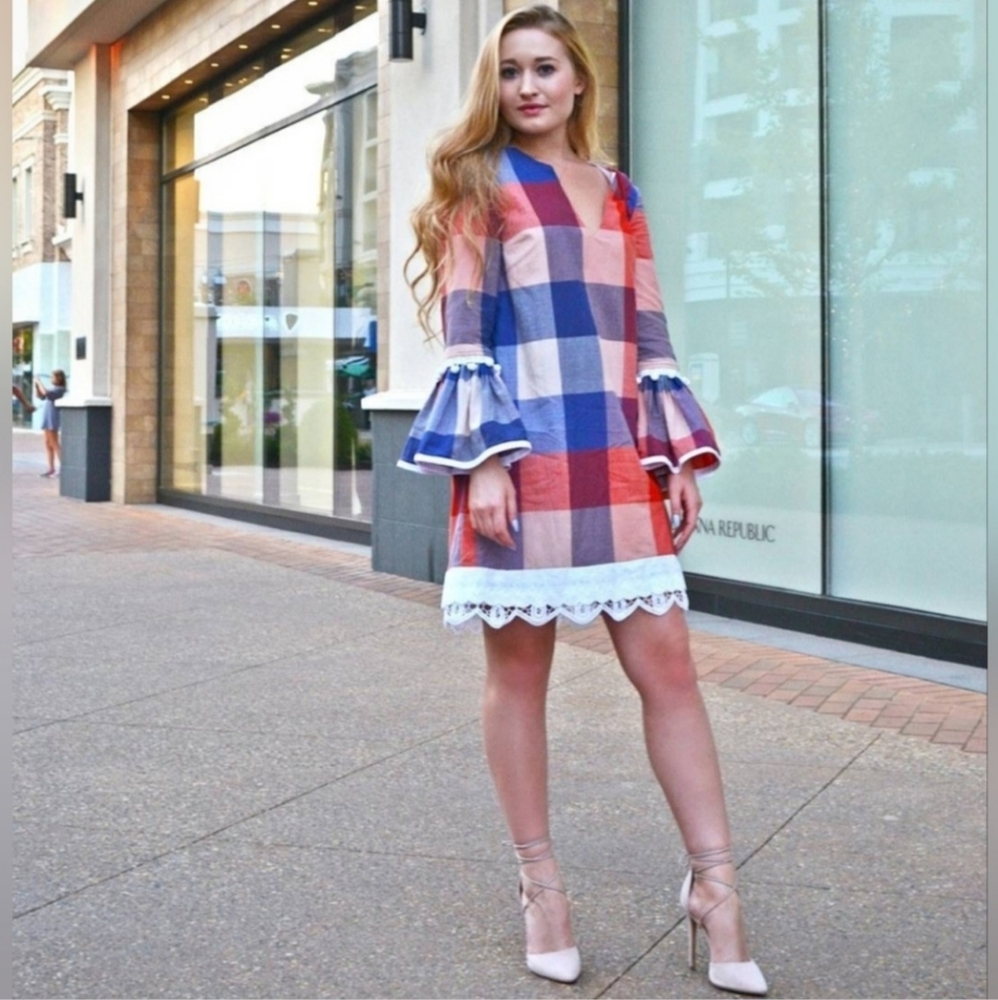 Aubrey Busek | Plaid Bell Sleeve Dress